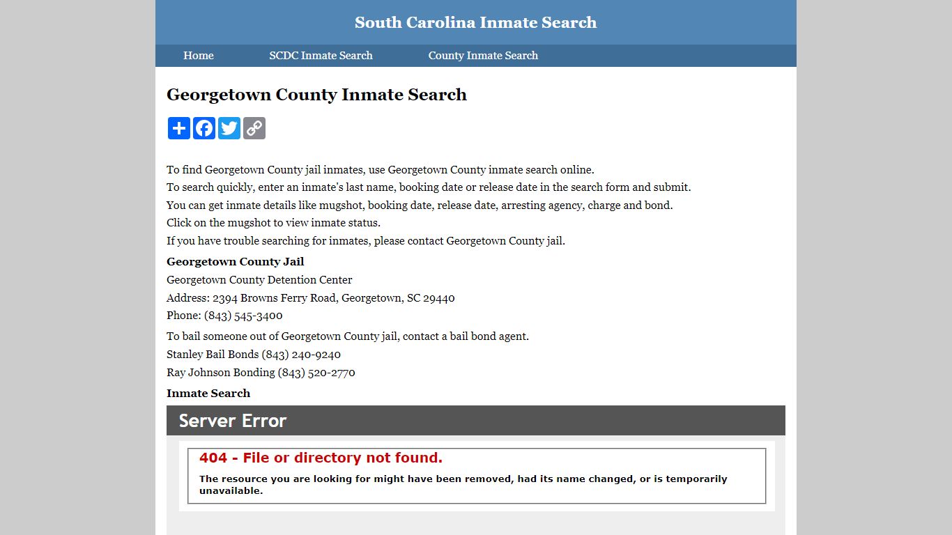Georgetown County Inmate Search